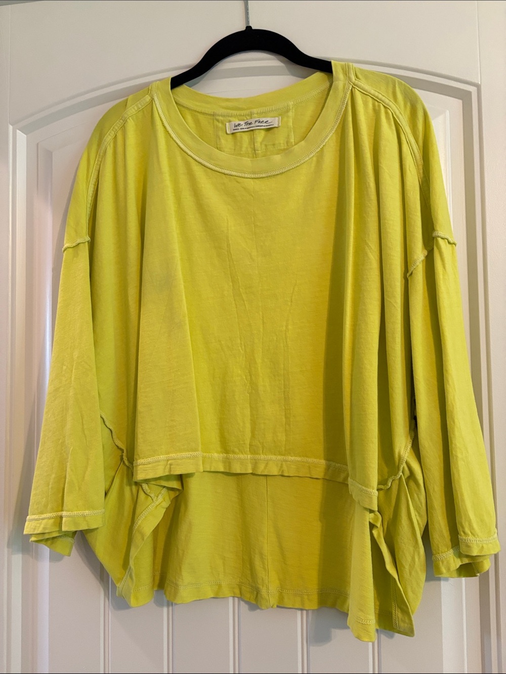 We The Free Neon Yellow-Green Hi-Low Long Sleeve Top